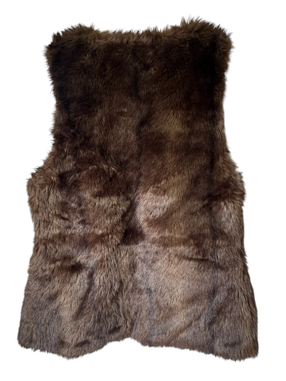 Sanctuary Dark Brown Faux Fur Open Front Vest with Patterned Lining Women’s S - Picture 3 of 4